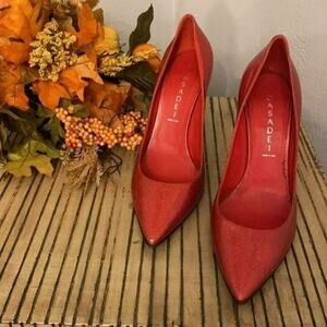 Casadei Red Glitter Patent Leather Stiletto Pumps 38.5 (8) Retails: $911